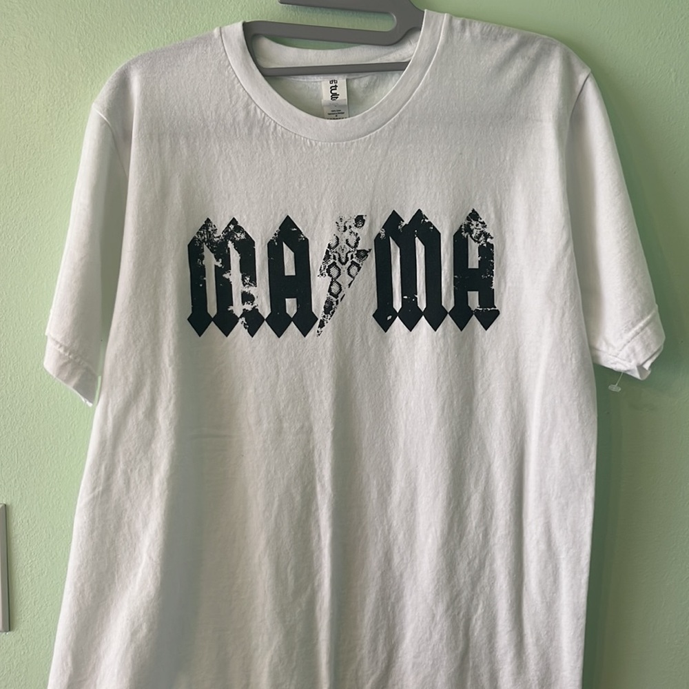 Tultex 202 MAMA Black & White Lightning Bolt Rock Look Graphic Print T-Shirt. M. - Picture 8 of 11